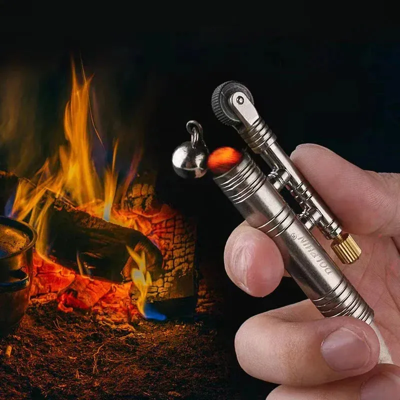 Metal Outdoor Camping Survival Stabilized Fire Source Flint Mechanical Vintage Old Fashioned Flint Lighter - Men's Creative Gadget