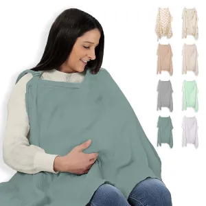 Miflor Muslin Nursing Cover - Large 42x30 Inches Nursing Cover Up for Breastfeeding | Breast Feeding Covers for Women with 2 Pockets, Carry Bag, Muslin Cotton, Stylish & Comfortable Design
