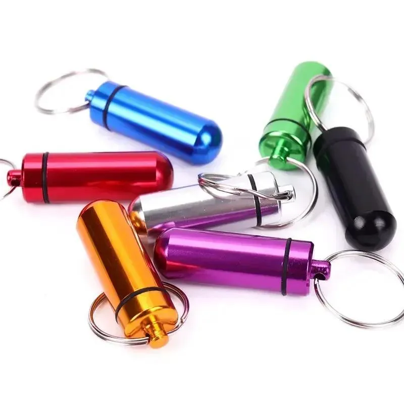 Mini Waterproof Aluminum Pill Box Medicine Case Container Bottle Holder Keychain