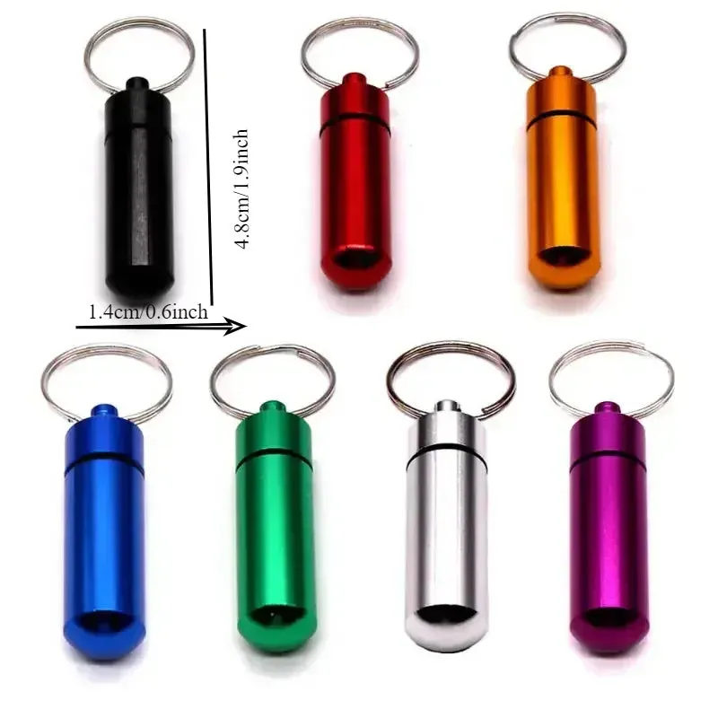 Mini Waterproof Aluminum Pill Box Medicine Case Container Bottle Holder Keychain