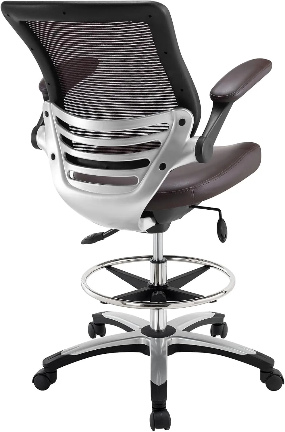 Modway EEI-211-BRN Edge Drafting Chair - Reception Desk Chair - Flip-Up Arm Drafting Chair in Brown