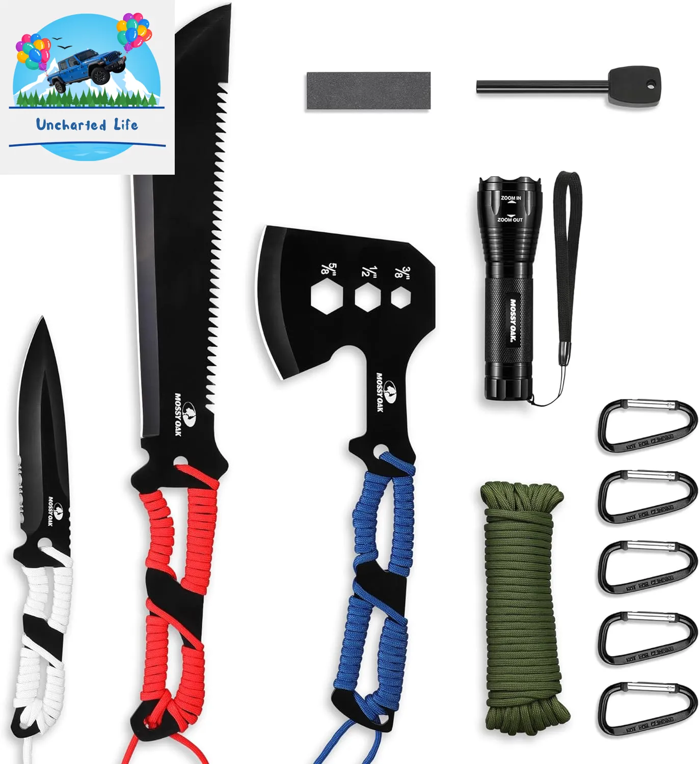 Mossy Oak 15-Piece Camping Tools Set – Survival Gear for Outdoors