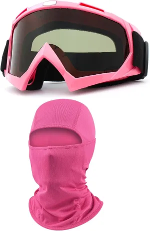 Motorcycle Goggles with Balaclava for Women Girls, Dirt Bike ATV Motocross Riding Racing Ski Goggle Safety Glasses