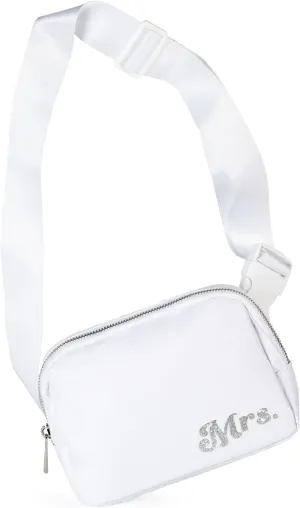 Mrs Bag for Future Mrs Gifts - White Fanny Pack Bride Accessories - Cute Bachelorette Outfit for Bride. A Bride Purse for Wedding Essentials, Engagement Gifts for Bride, & Bachelorette Gifts!