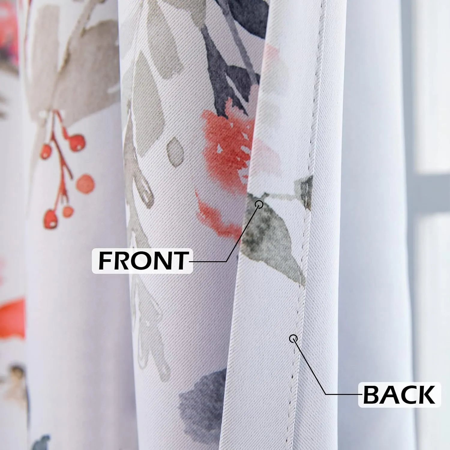 MYSKY HOME Floral Curtains Living Room Curtains 84 inch Length Room Darkening Curtains Energy Saving Thermal Insulated Window Curtain Grommet Top for Bedroom Dining Room, 2 Panels, Red and Gray