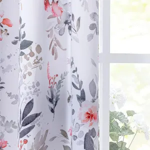 MYSKY HOME Floral Curtains Living Room Curtains 84 inch Length Room Darkening Curtains Energy Saving Thermal Insulated Window Curtain Grommet Top for Bedroom Dining Room, 2 Panels, Red and Gray