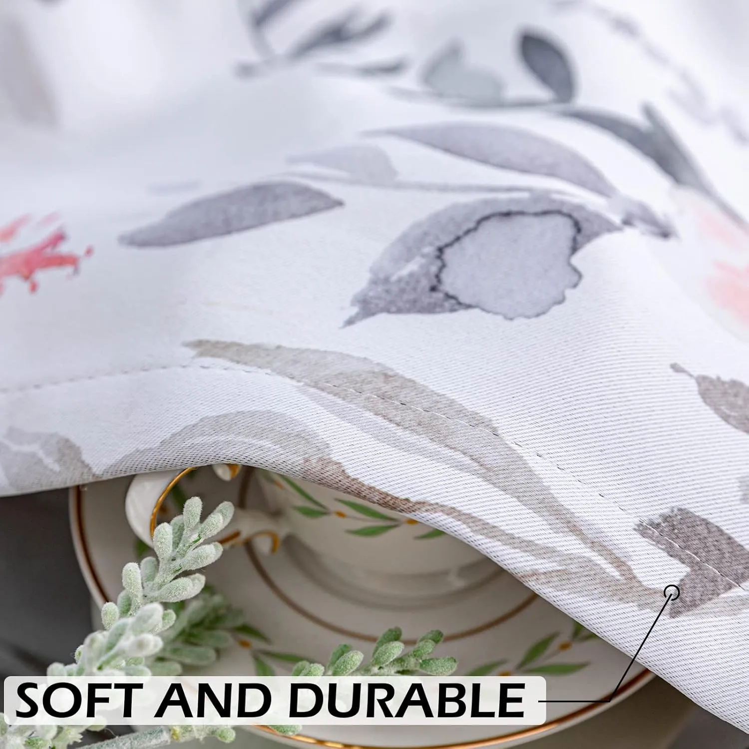MYSKY HOME Floral Curtains Living Room Curtains 84 inch Length Room Darkening Curtains Energy Saving Thermal Insulated Window Curtain Grommet Top for Bedroom Dining Room, 2 Panels, Red and Gray