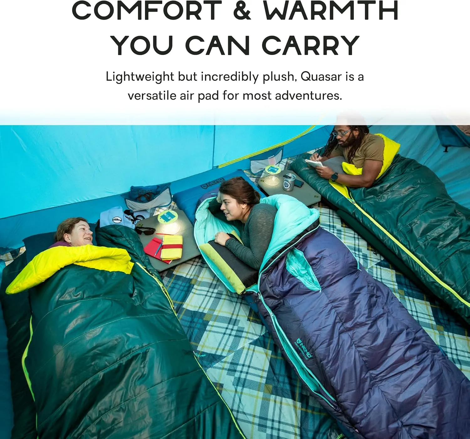 NEMO Equipment Quasar 3D Lightweight Sleeping Pad - Insulated Regular Wide (72"x25") - Bluebird