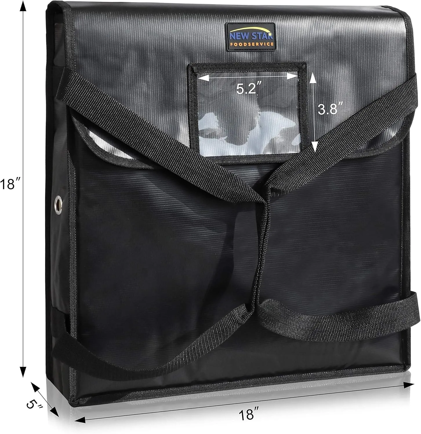 New Star Foodservice 51100 Insulated Pizza Delivery Bag, 18" by 18" by 5", Black