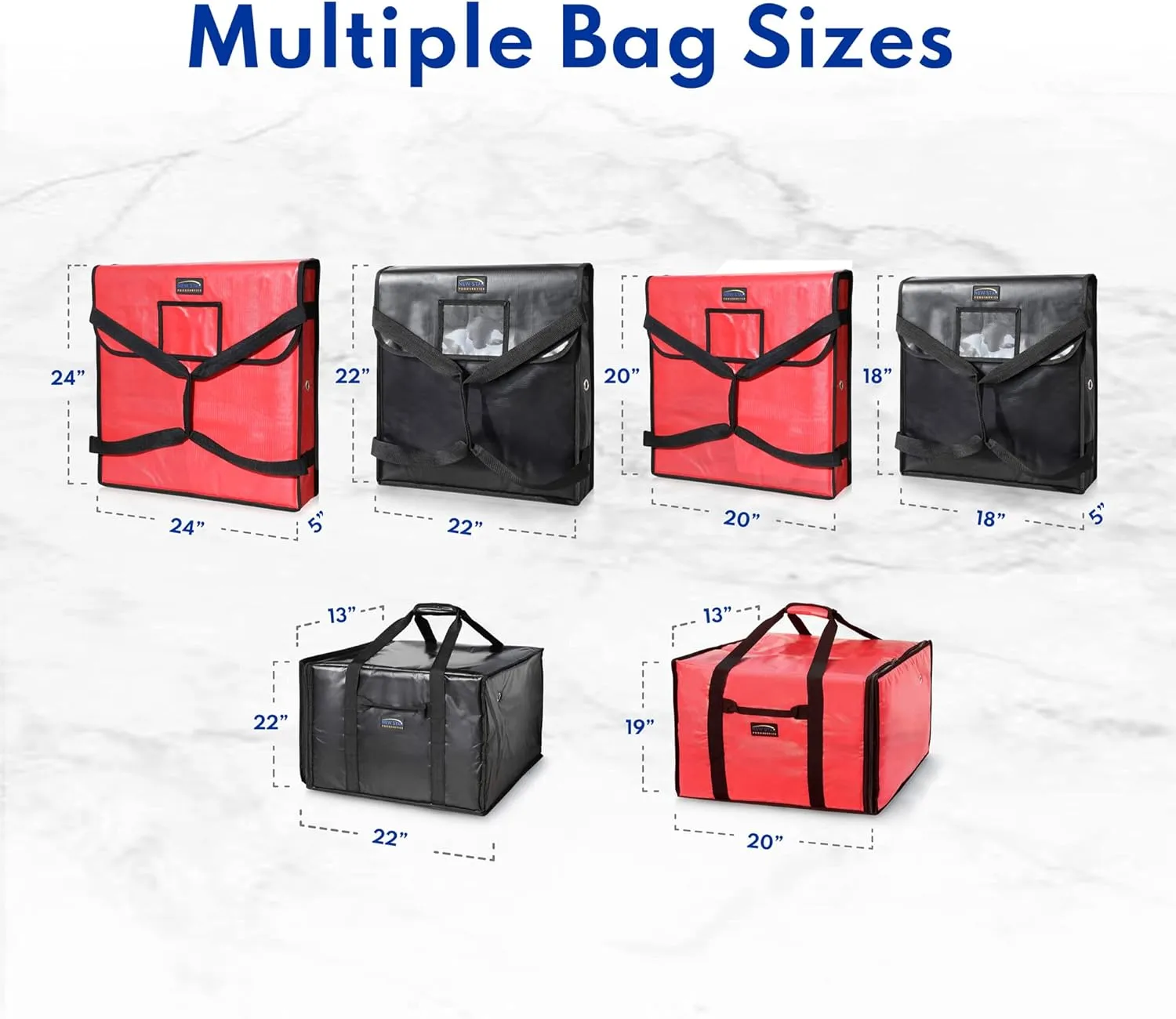 New Star Foodservice 51100 Insulated Pizza Delivery Bag, 18" by 18" by 5", Black