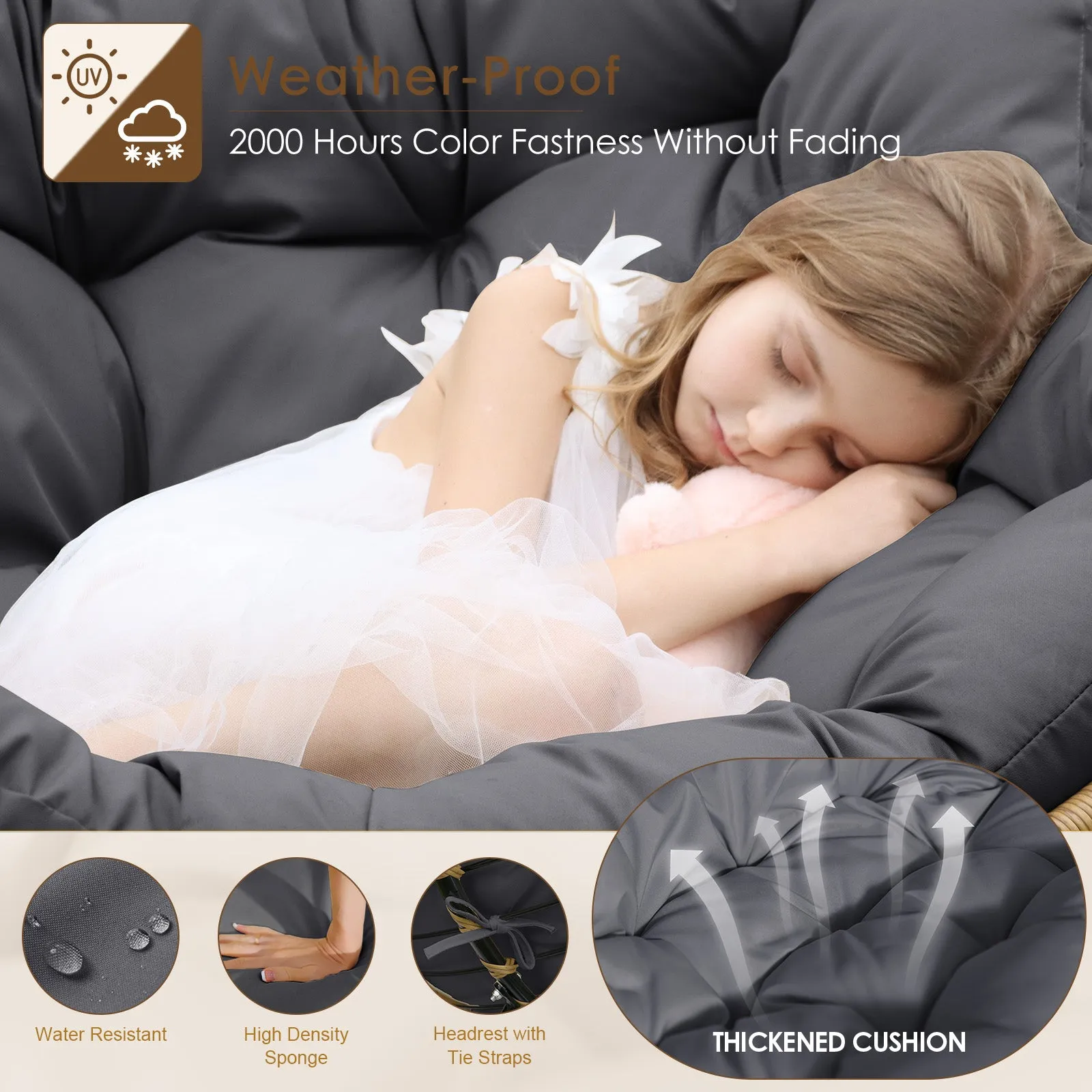 NICESOUL Outdoor Oversized Papasan Rocking Chair