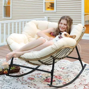 NICESOUL Outdoor Oversized Papasan Rocking Chair