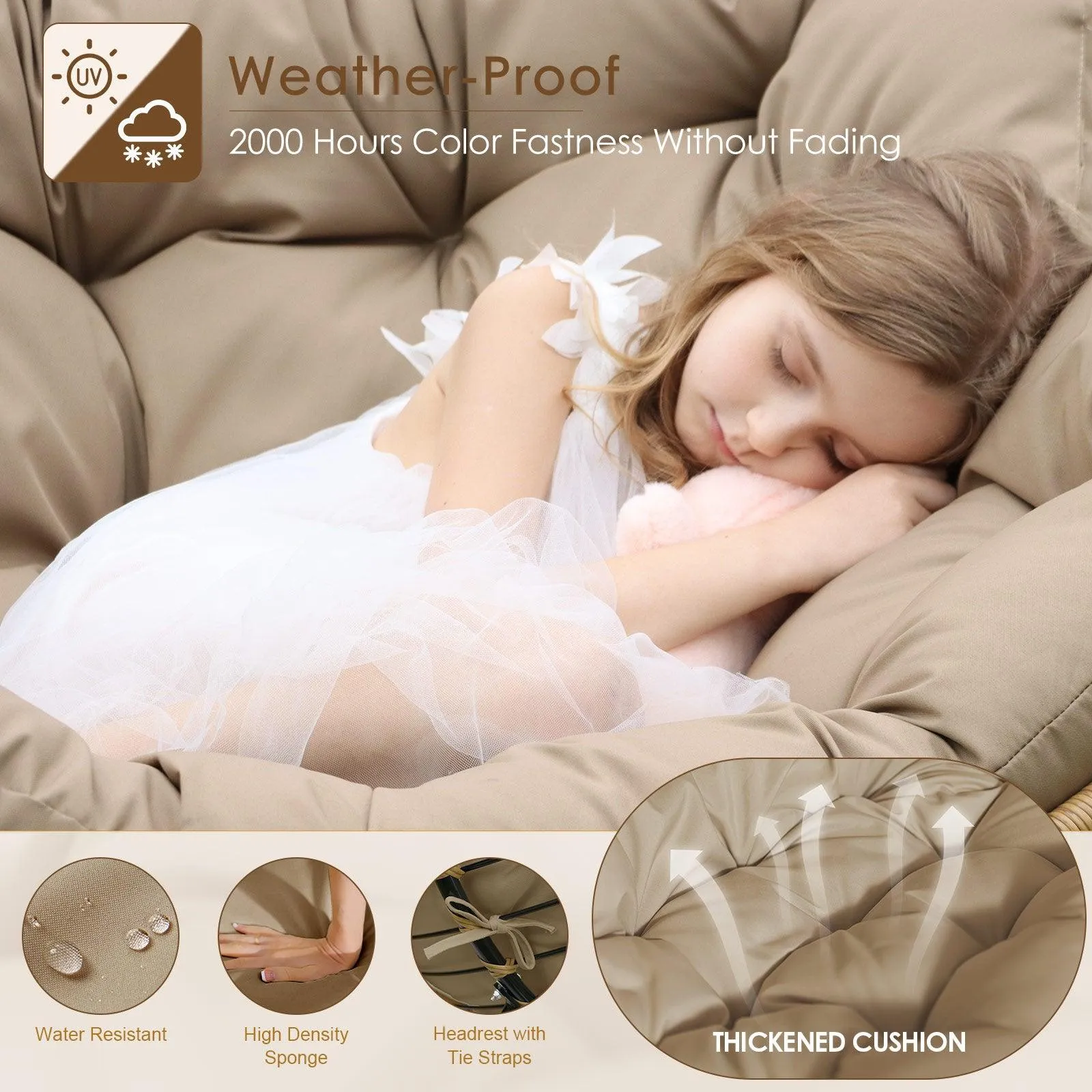 NICESOUL Outdoor Oversized Papasan Rocking Chair