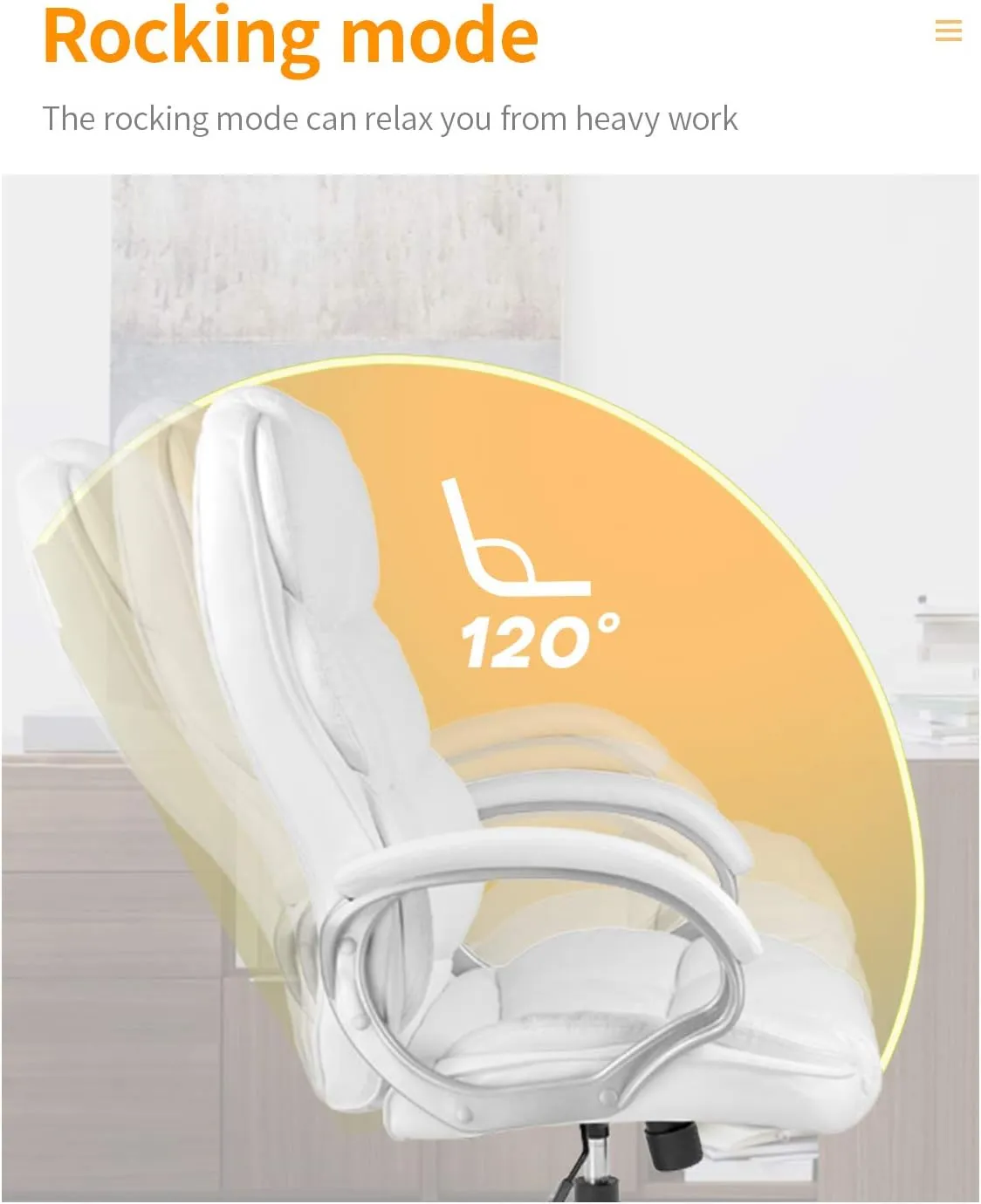 Office Chair Computer High Back Adjustable Ergonomic Desk Chair Executive PU Leather Swivel Task Chair with Armrests Lumbar Support (White)