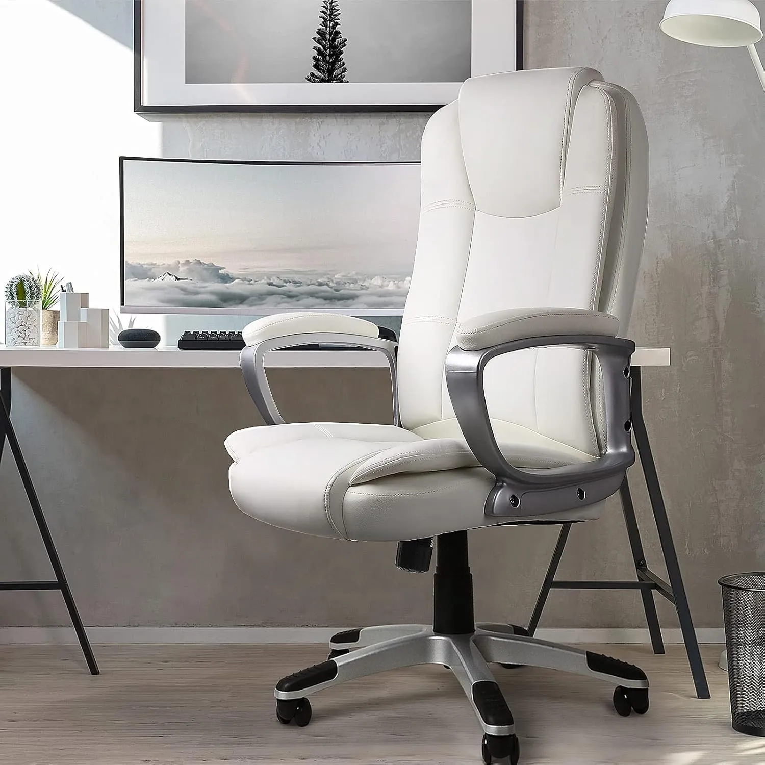 OFIKA Home Office Chair, 400LBS Big and Tall Chair Heavy Duty Design, Ergonomic High Back Cushion Lumbar Back Support, Computer Desk Chair, Adjustable Executive Leather Chair with Armrest