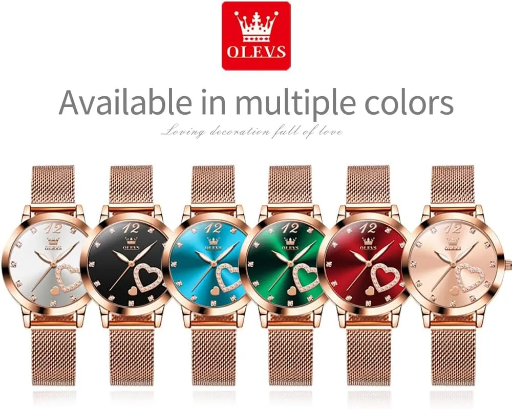 OLEVS Watch Women Mesh Watches for Women with Date Analog Quartz Ladies Watches Classic Dress Womens Wristwatch Waterproof （Blue/Black/White Face）