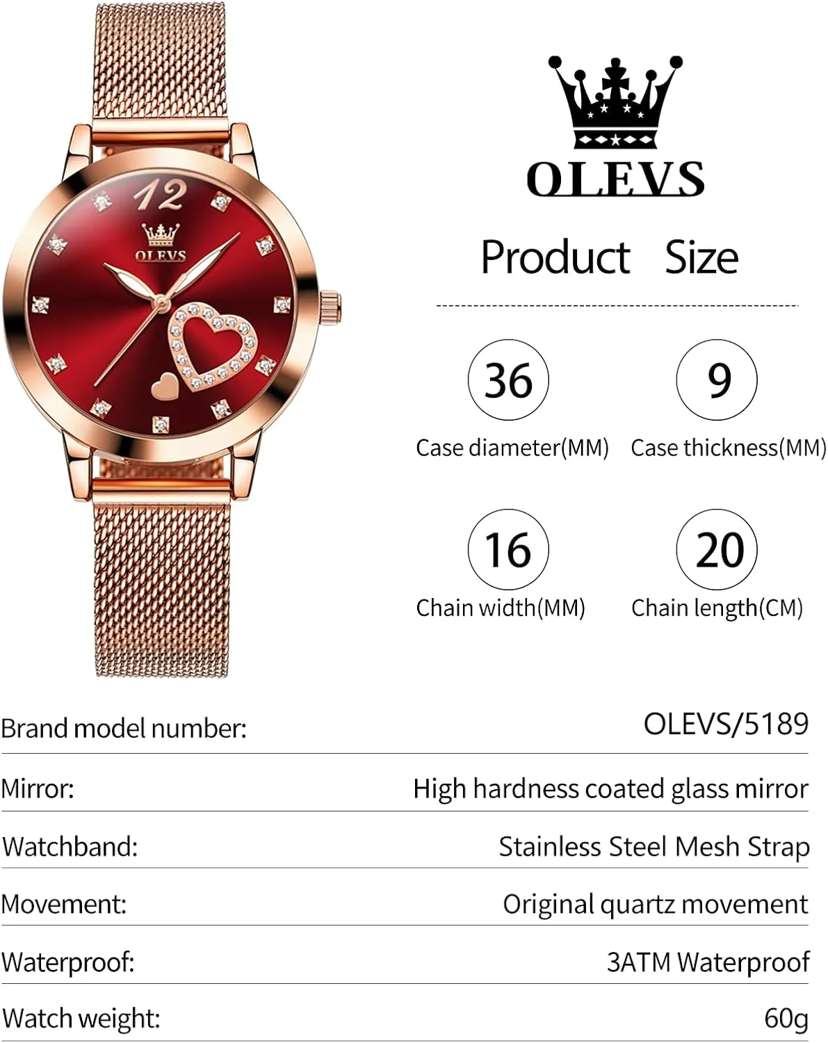 OLEVS Watch Women Mesh Watches for Women with Date Analog Quartz Ladies Watches Classic Dress Womens Wristwatch Waterproof （Blue/Black/White Face）