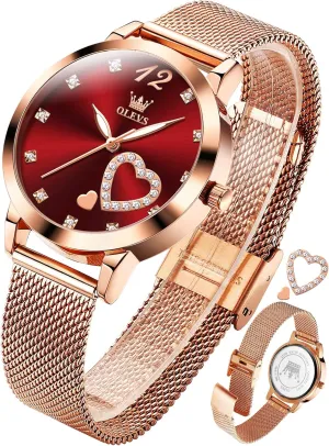 OLEVS Watch Women Mesh Watches for Women with Date Analog Quartz Ladies Watches Classic Dress Womens Wristwatch Waterproof （Blue/Black/White Face）