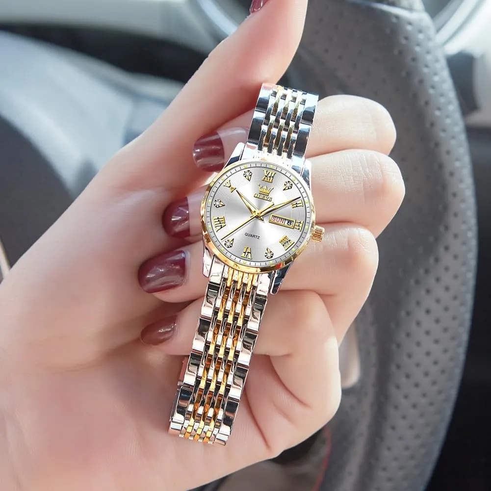 OLEVS Watches for Women Small Wrist Women’s Watches Waterproof Analog Quartz Fashion Simple Ladies Watches with Date Dress Stainless Steel Woman Watch