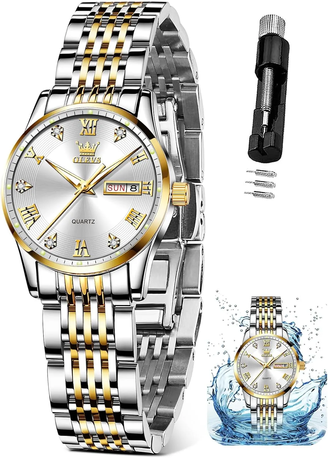 OLEVS Watches for Women Small Wrist Women’s Watches Waterproof Analog Quartz Fashion Simple Ladies Watches with Date Dress Stainless Steel Woman Watch