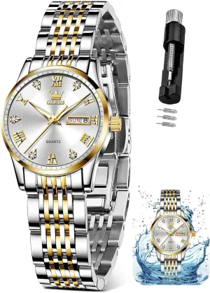 OLEVS Watches for Women Small Wrist Women’s Watches Waterproof Analog Quartz Fashion Simple Ladies Watches with Date Dress Stainless Steel Woman Watch