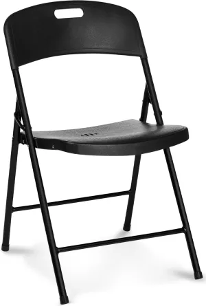 Oline Folding Chair, Indoor Outdoor Plastic Commercial Stackable Foldable Guest Chairs for Events Office Wedding Party Picnic Kitchen Dining, 350lb Capacity (Black, 1 Pack)