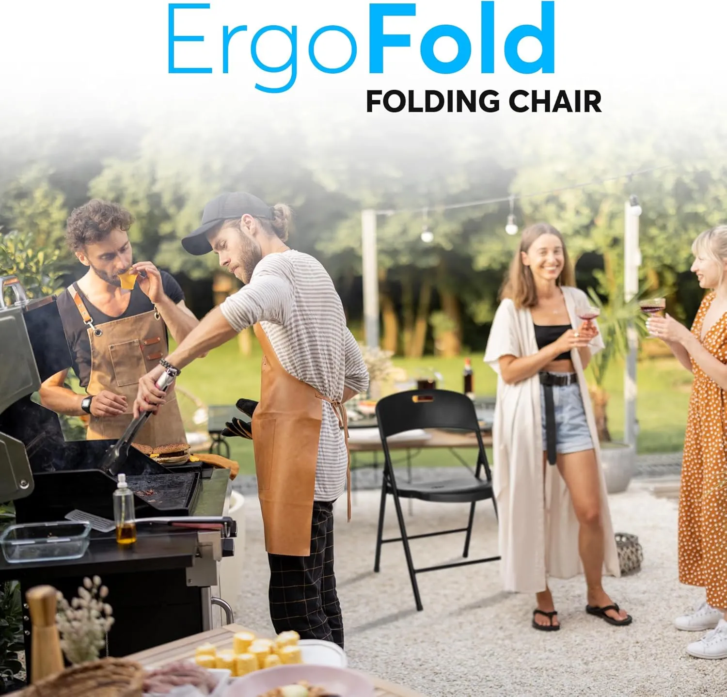 Oline Folding Chair, Indoor Outdoor Plastic Commercial Stackable Foldable Guest Chairs for Events Office Wedding Party Picnic Kitchen Dining, 350lb Capacity (Black, 1 Pack)