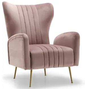 Opera Pink Velvet Accent Chair