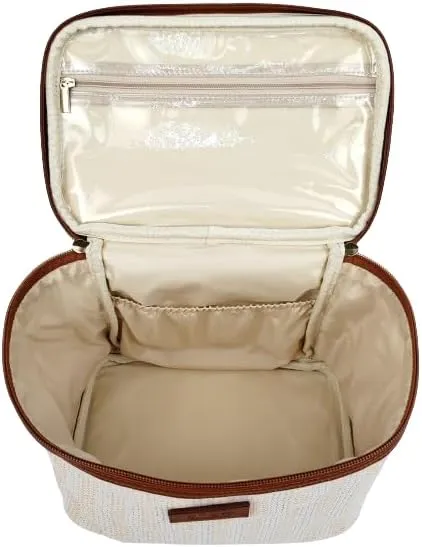 ORB Style - ANEW Cosmetic Bag-CB104BT-Stripes-Train Case-Beige/Tan