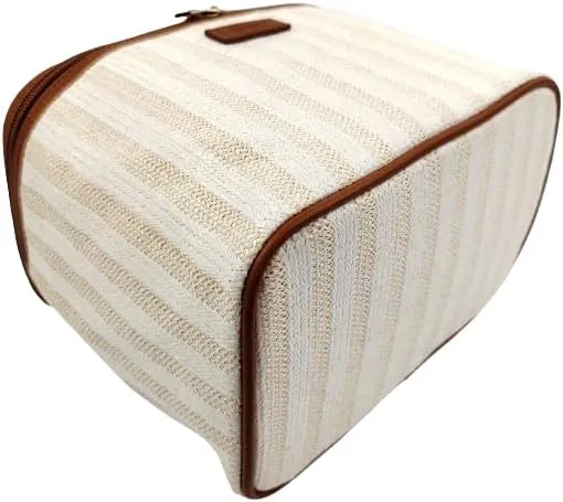 ORB Style - ANEW Cosmetic Bag-CB104BT-Stripes-Train Case-Beige/Tan