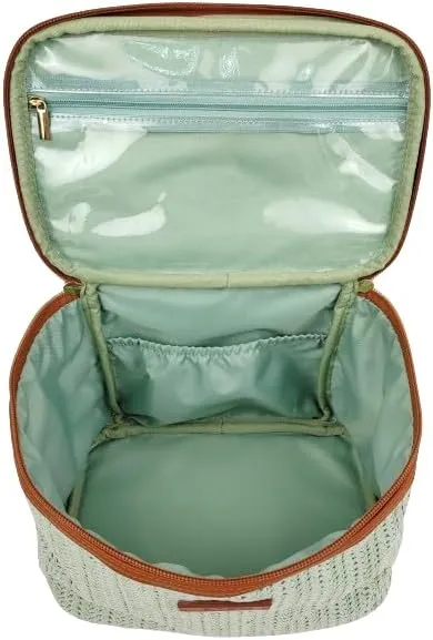 ORB Style - ANEW Cosmetic Bag-CB109MT-Herringbone-Train Case-Mint/Tan