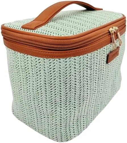ORB Style - ANEW Cosmetic Bag-CB109MT-Herringbone-Train Case-Mint/Tan