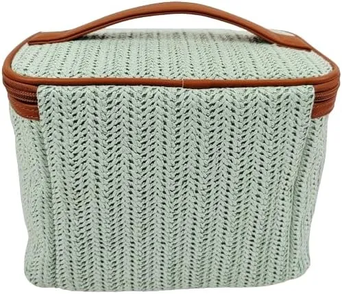 ORB Style - ANEW Cosmetic Bag-CB109MT-Herringbone-Train Case-Mint/Tan
