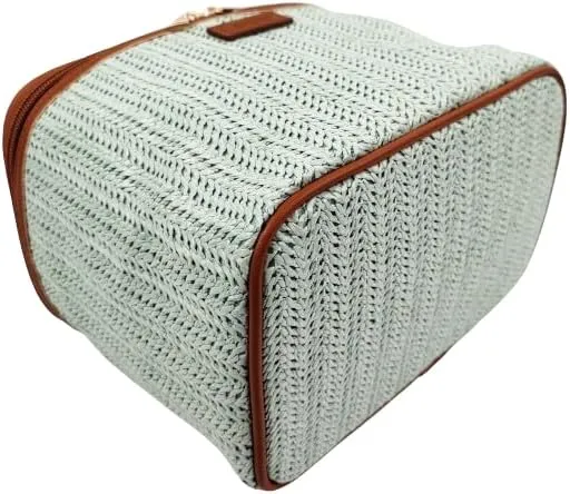 ORB Style - ANEW Cosmetic Bag-CB109MT-Herringbone-Train Case-Mint/Tan