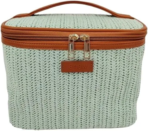 ORB Style - ANEW Cosmetic Bag-CB109MT-Herringbone-Train Case-Mint/Tan