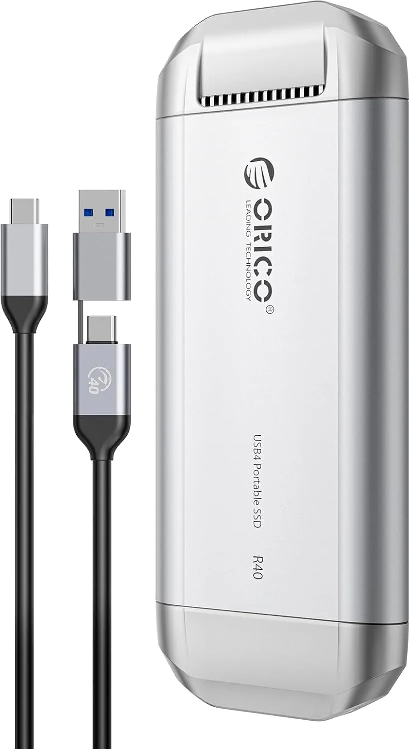 ORICO 3700MB/s External SSD 2TB, Compatible with Thunderbolt 4/3, USB4.0 for 40Gbps, Portable Solid State Drive with 2 in 1 USB C Cable, for USB-C Smartphone, Tablets, PC & Mac, PSSD - R40