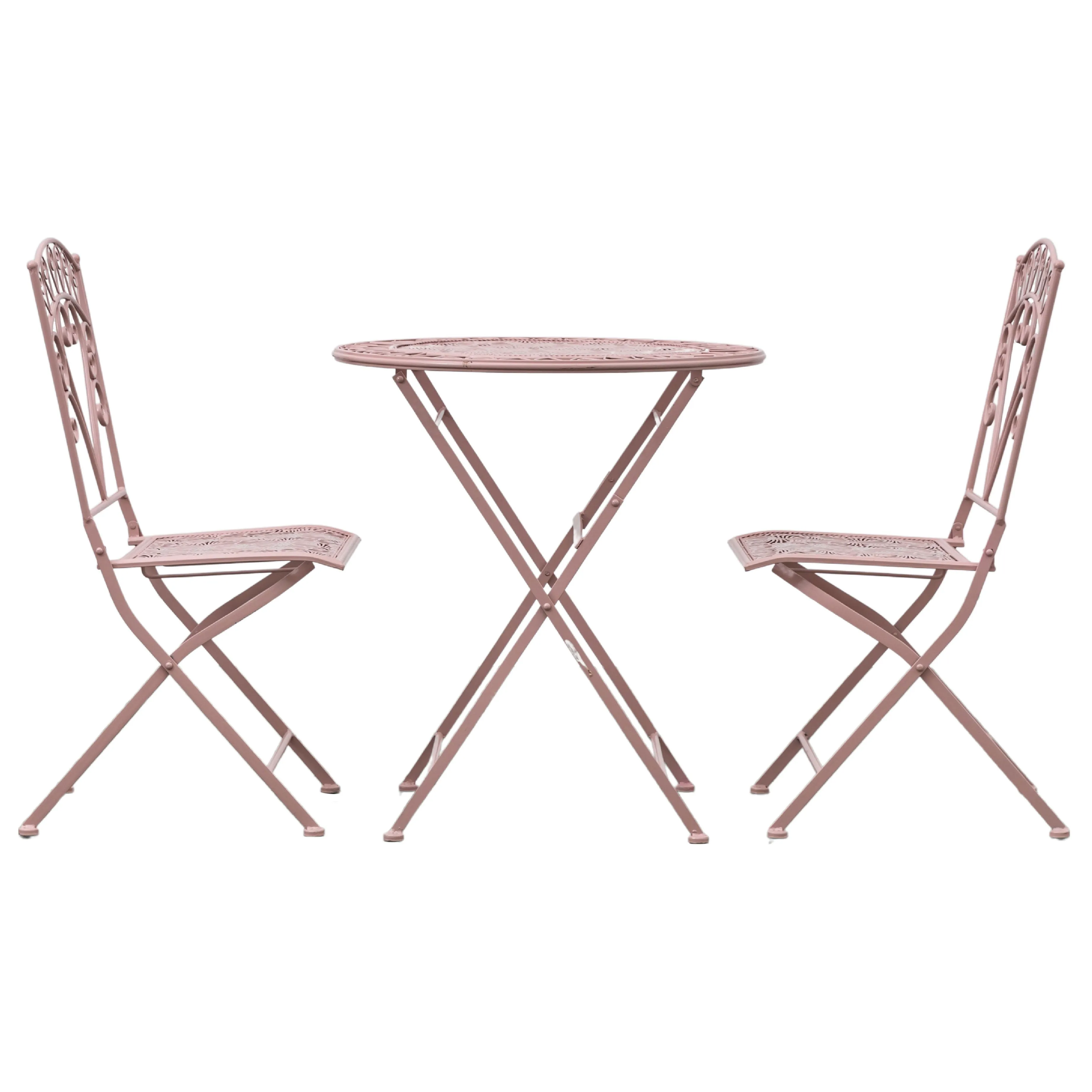 Outdoor Brindisi 2 Seat Bistro Set | Coral Pink Iron