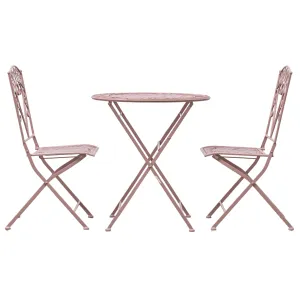 Outdoor Brindisi 2 Seat Bistro Set | Coral Pink Iron