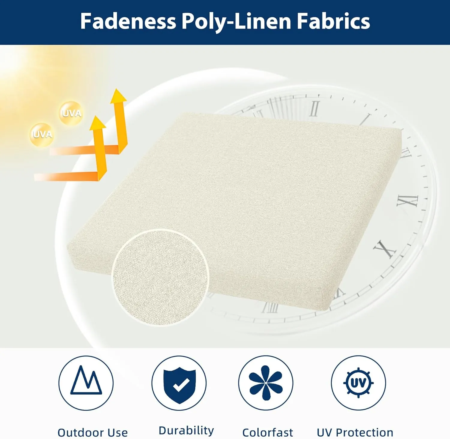 Outdoor Chair Cushions Set of 4, Water-Resistant & Fadeness 17" W x 16" D x 2" T Seat Cushion, High Density Foam with Dual Straps for Patio Garden Furniture Sofa Dining Chairs, Beige