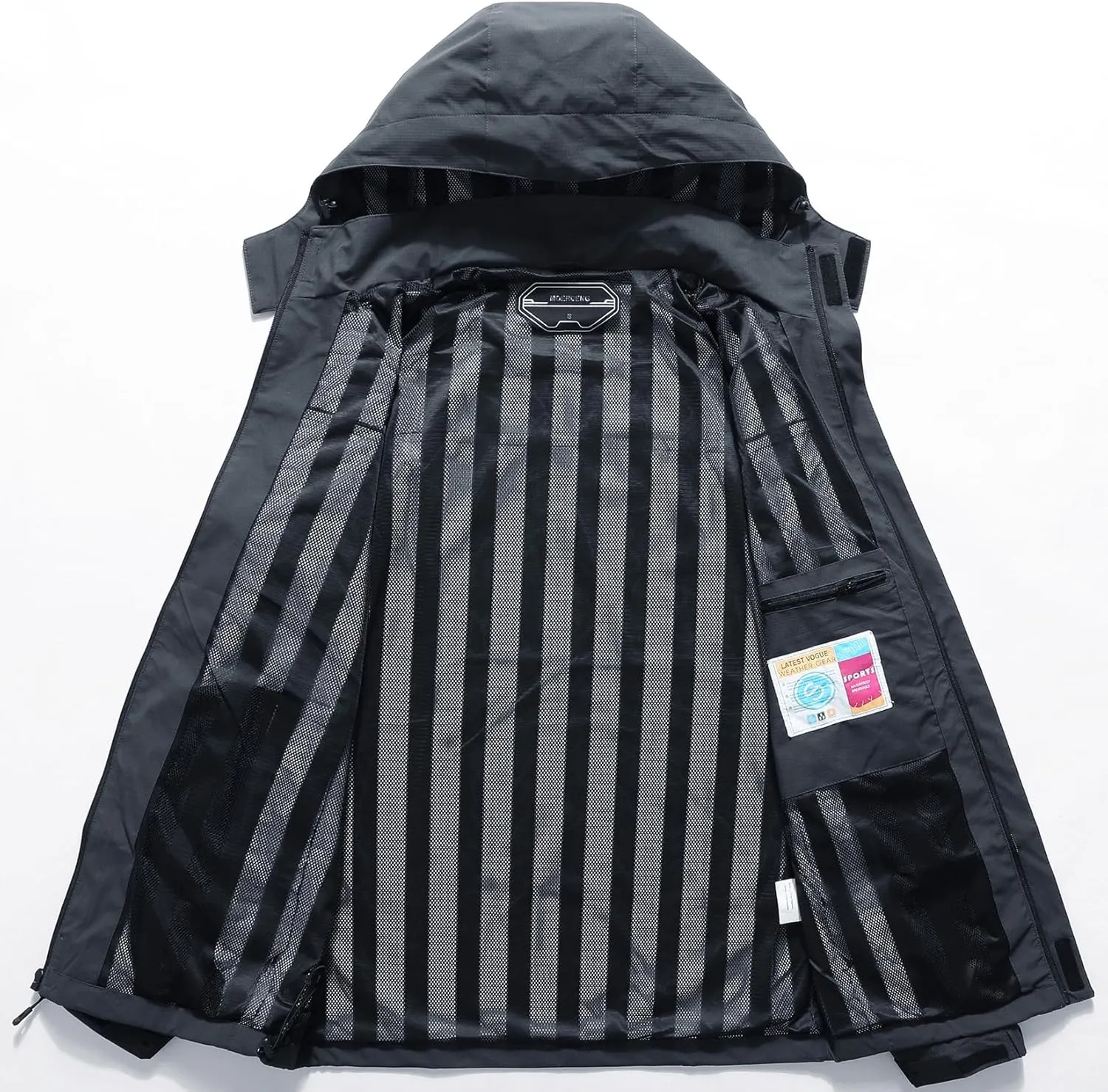 Outdoor Men's Waterproof Raincoat Windbreaker Lightweight Rain Jacket with Detachable Hood