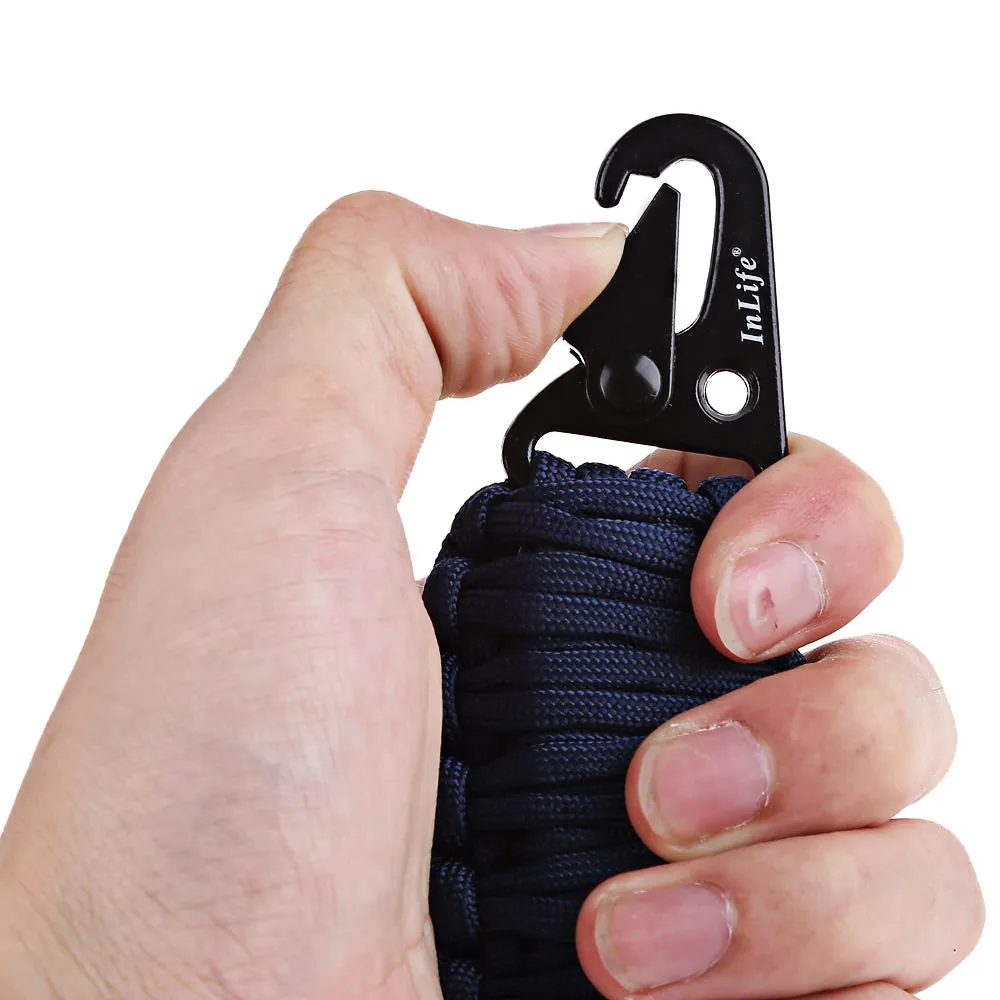 Outdoor Practical Paracord Survival Flint Fire Starter Fishing Tools with Snap Hook Key Chain