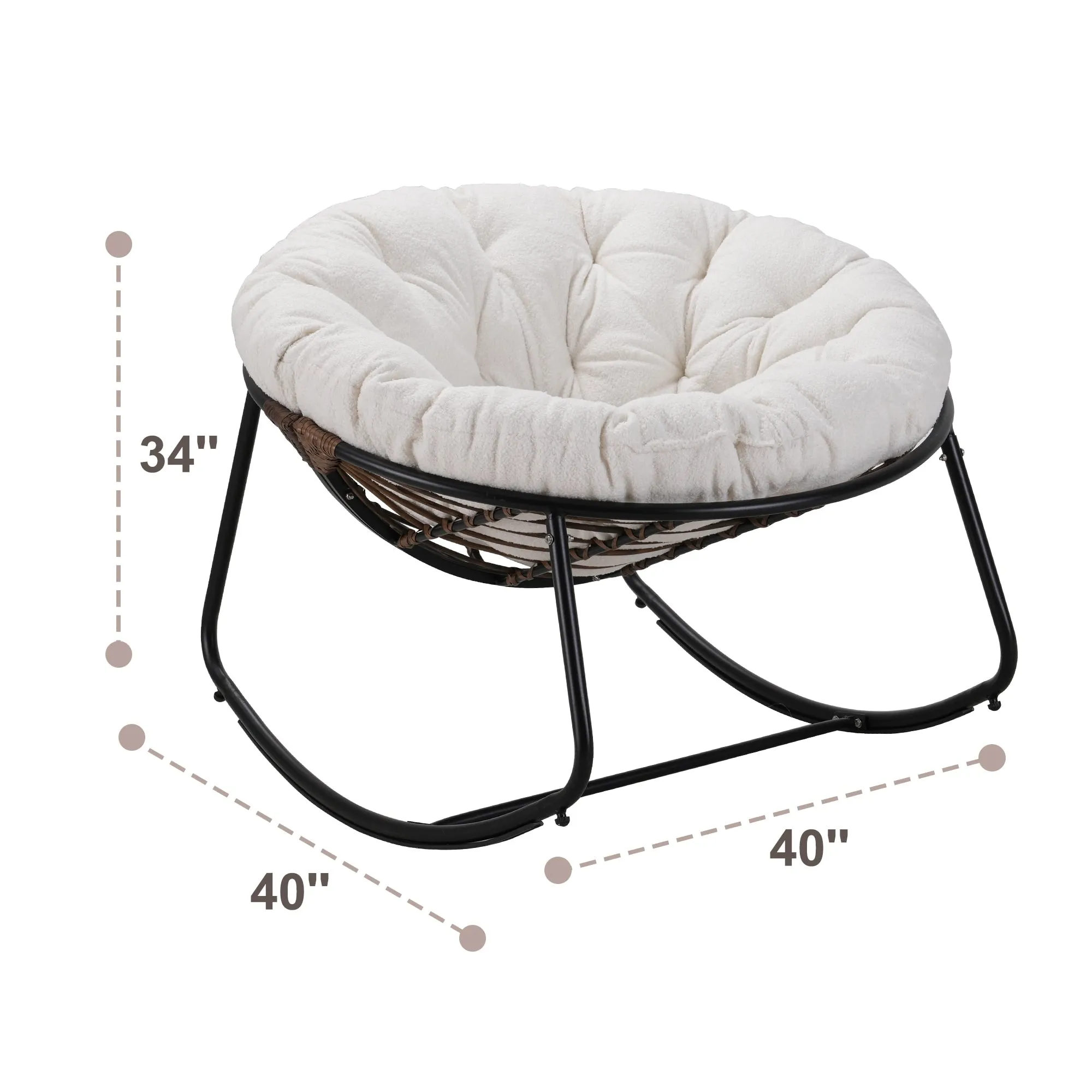 Outdoor Rocking Chair With Polyester Padded Cushion