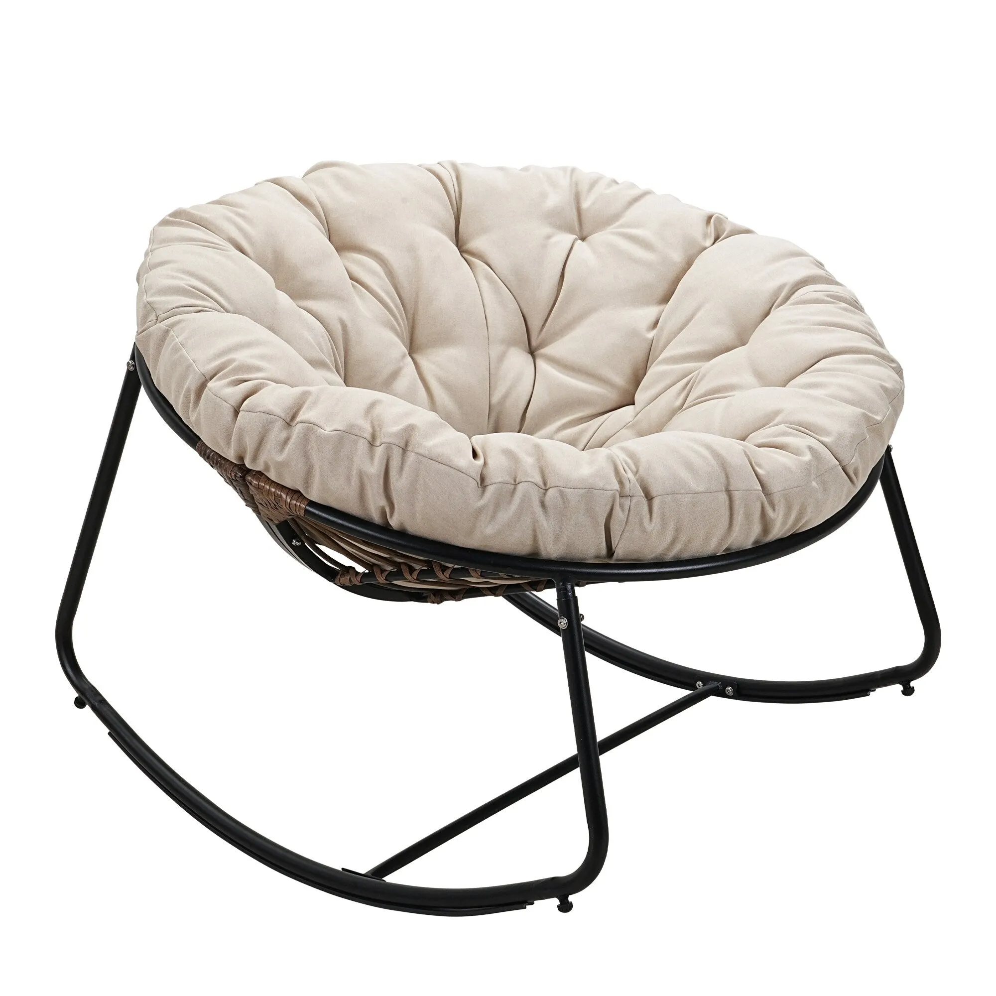 Outdoor Rocking Chair With Polyester Padded Cushion