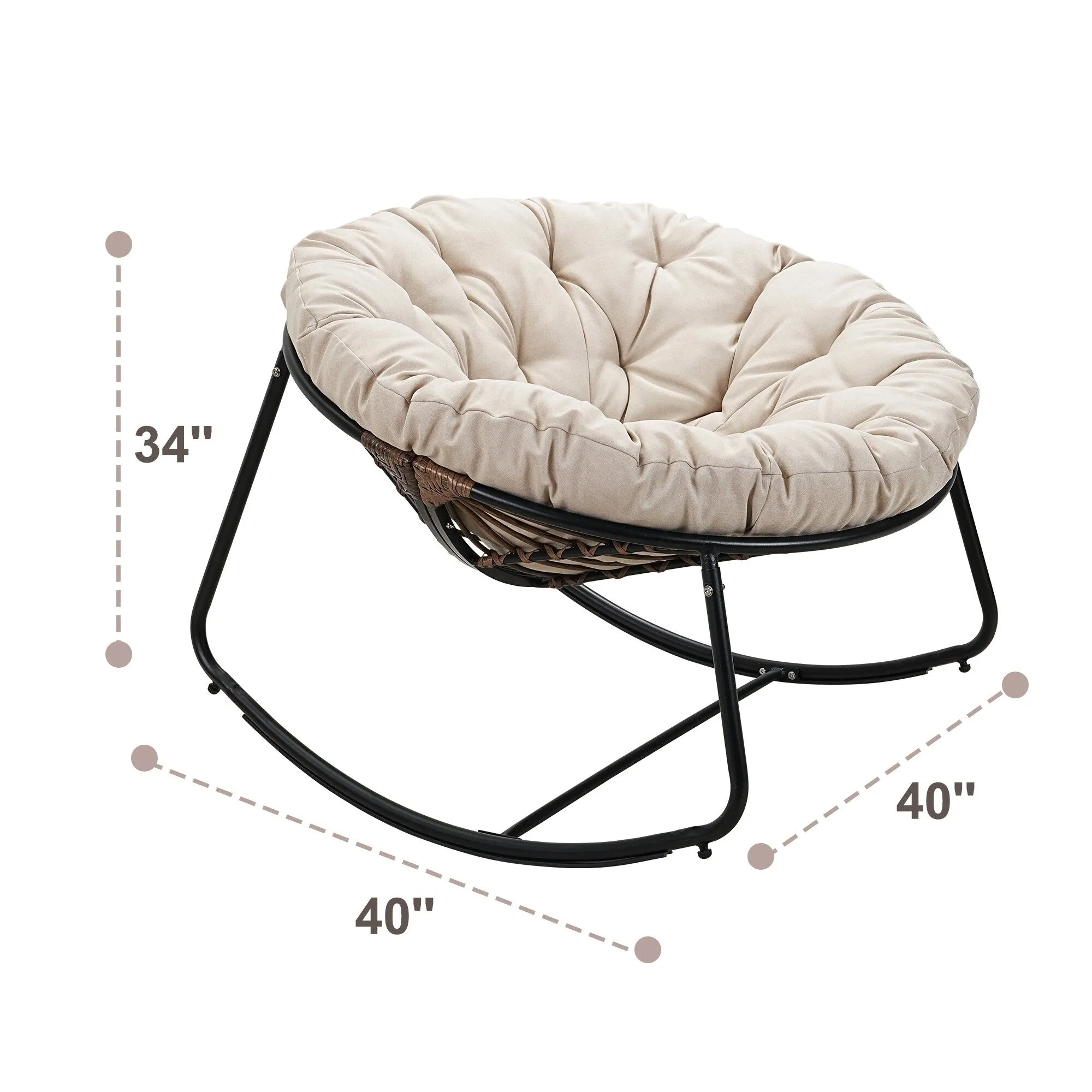 Outdoor Rocking Chair With Polyester Padded Cushion