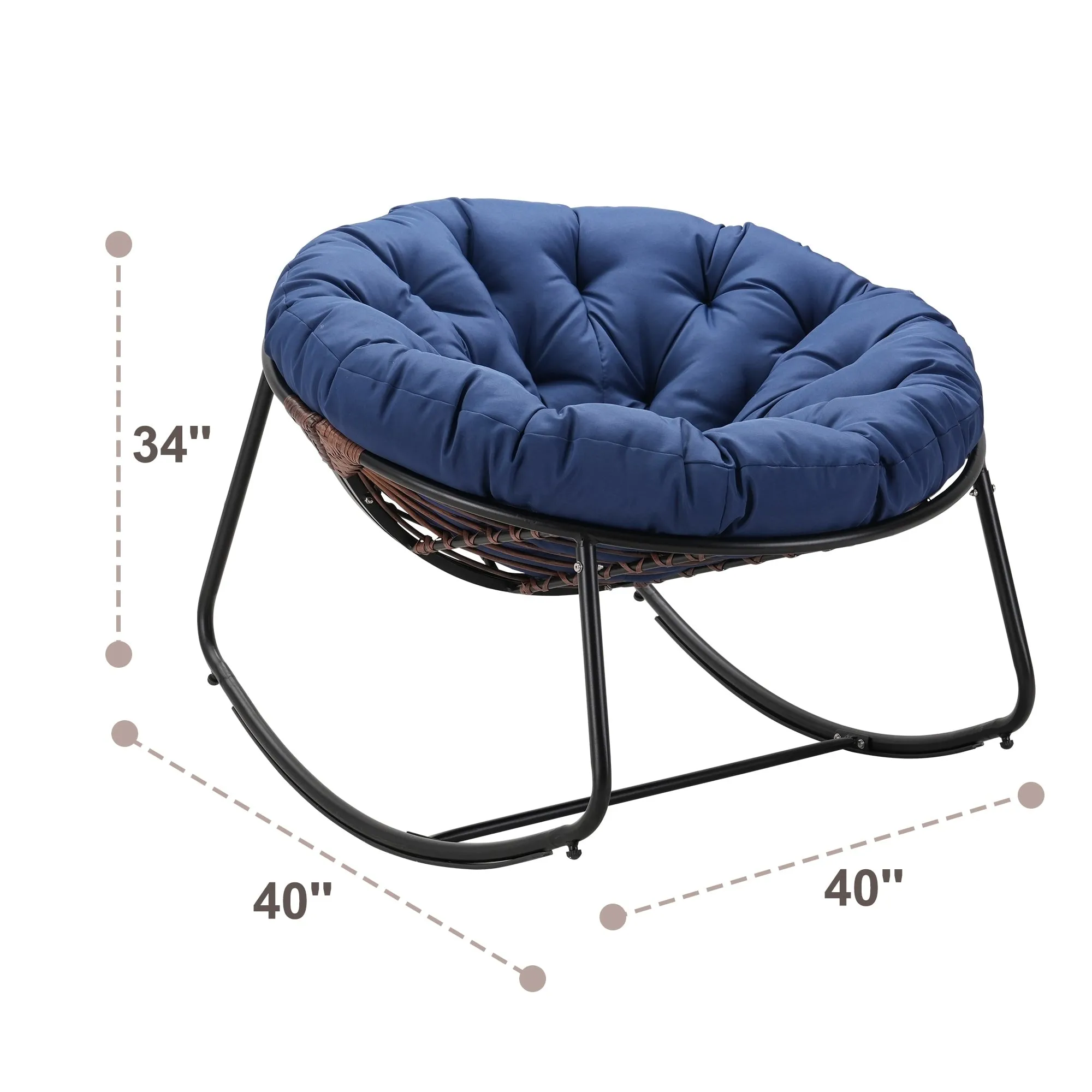 Outdoor Rocking Chair With Polyester Padded Cushion