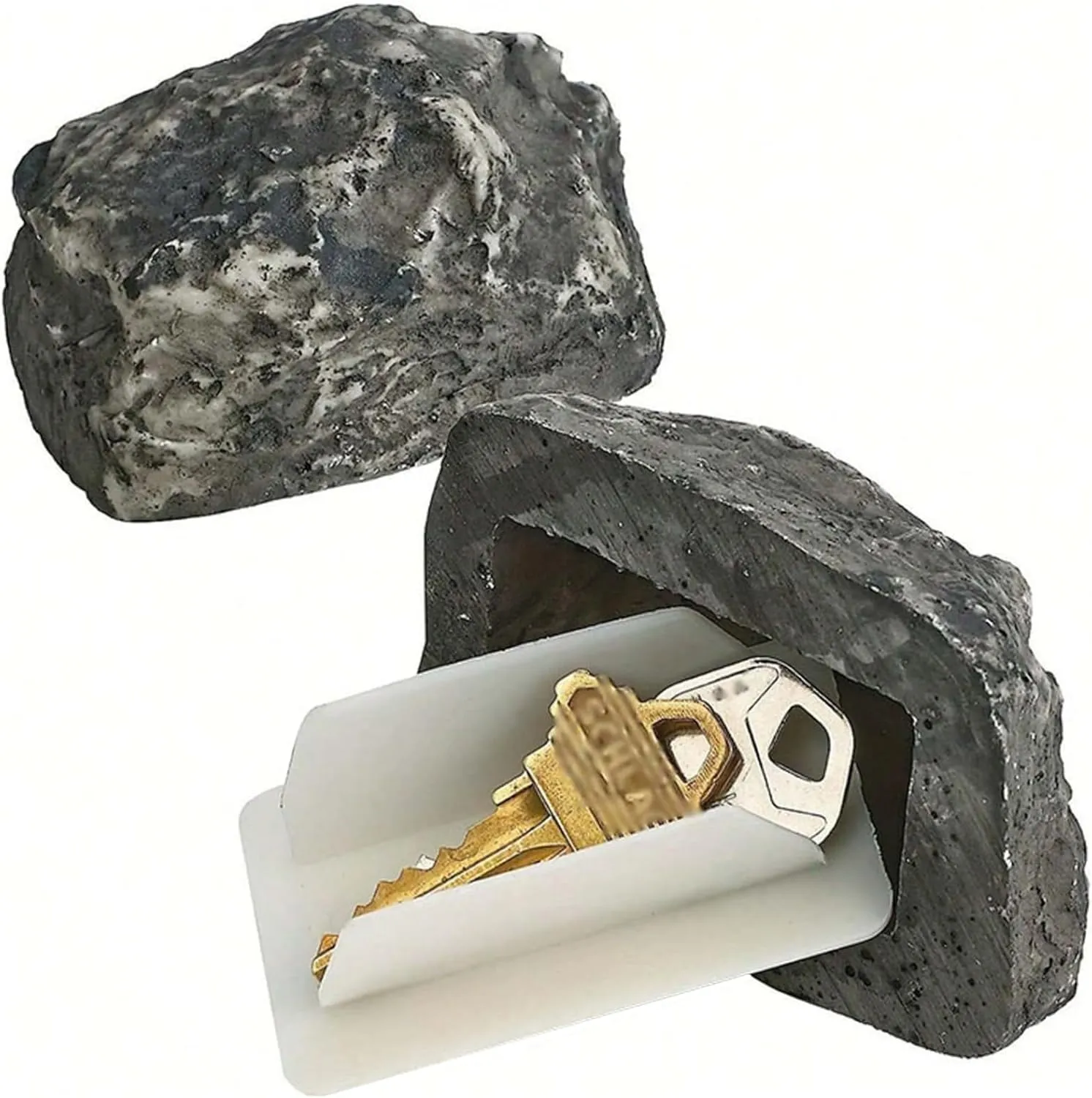 Outdoor Statue Set of 2 with a Key Hidden Outside, Lifelike Rock Key Hide Waterproof Spare Key Hide Fake Rock Secret Keychain for Outdoor Garden Yard Decoration/3238, 21213
