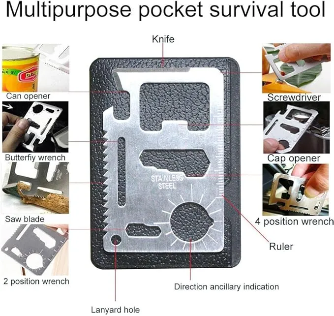 Outdoor Survival Kit 7 in 1,Mini Emergency Survival Gear Small Camping Equipment Pocket Tool Gadgets Stocking Stuffers Ideal for Boys Kids Hiking