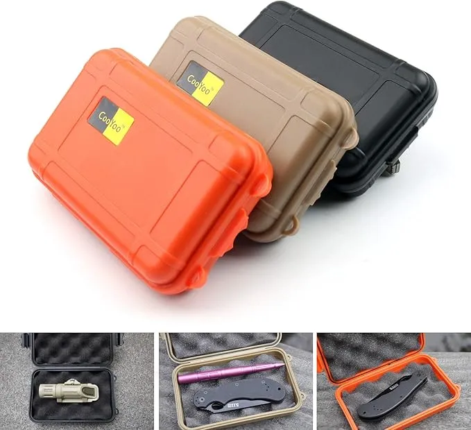 Outdoor Survival Storage Box, Waterproof Shockproof Box Plastic Tool Box Enclosure Airtight Survival Case Container Storage Travel Sealed Containers Carry Box For Camping Fishing (S, Orange)