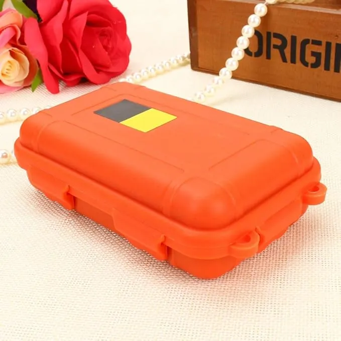Outdoor Survival Storage Box, Waterproof Shockproof Box Plastic Tool Box Enclosure Airtight Survival Case Container Storage Travel Sealed Containers Carry Box For Camping Fishing (S, Orange)