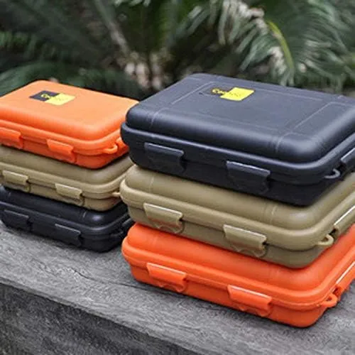 Outdoor Survival Storage Box, Waterproof Shockproof Box Plastic Tool Box Enclosure Airtight Survival Case Container Storage Travel Sealed Containers Carry Box For Camping Fishing (S, Orange)